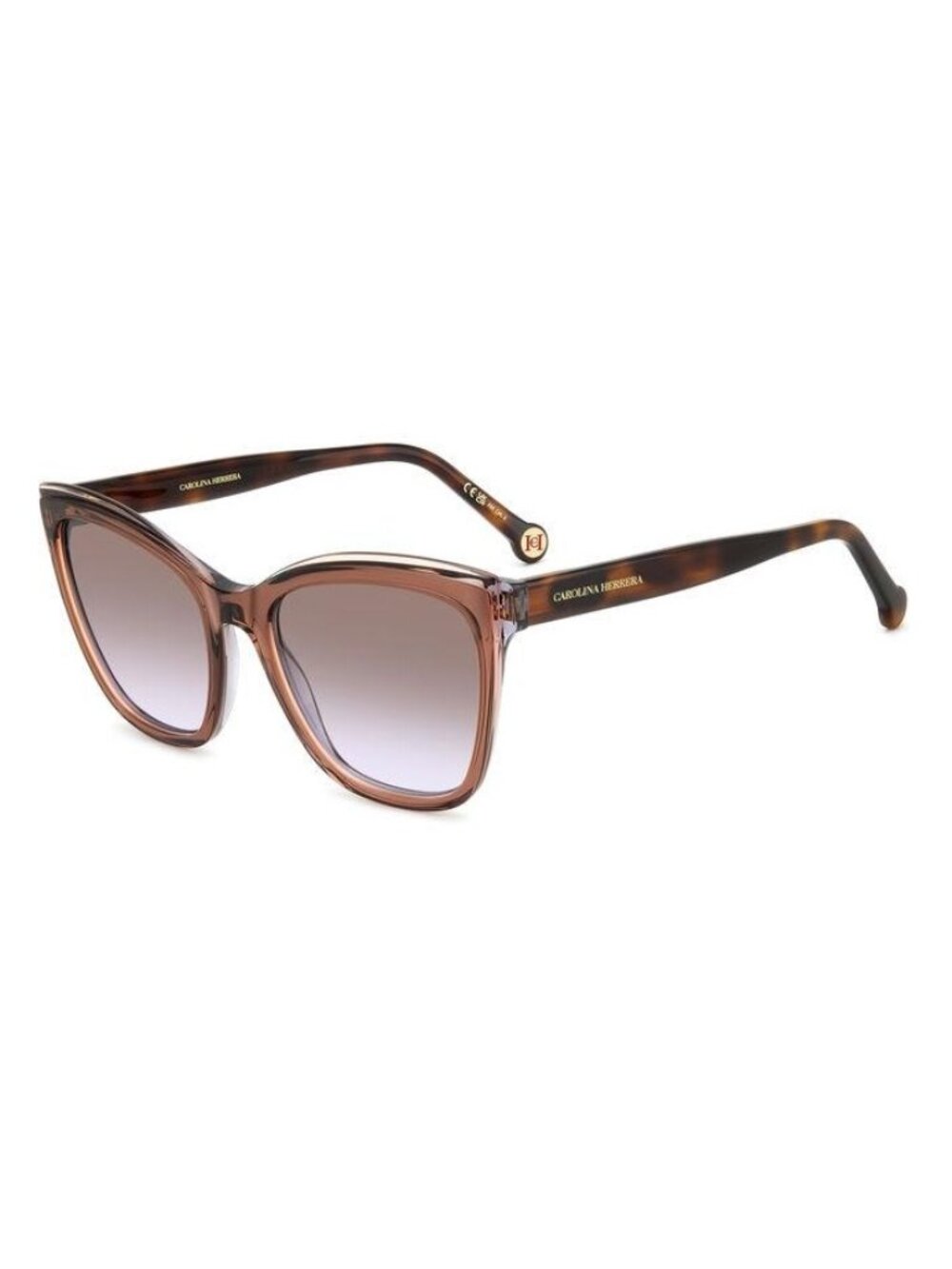 New Carolina Herrera Women's Sunglasses Grey Square Brown Lens Acetate Frame